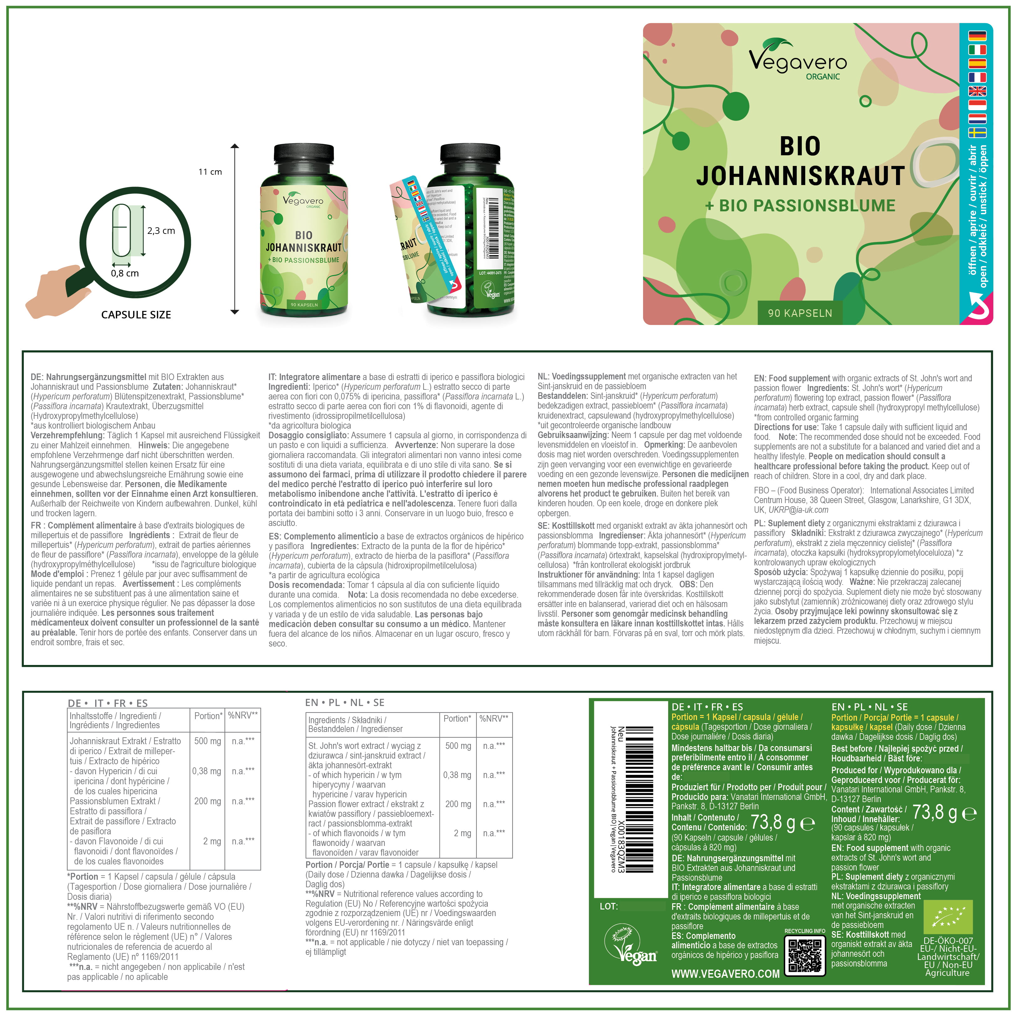 Johanniskraut + Passionsblume Kapseln Bio