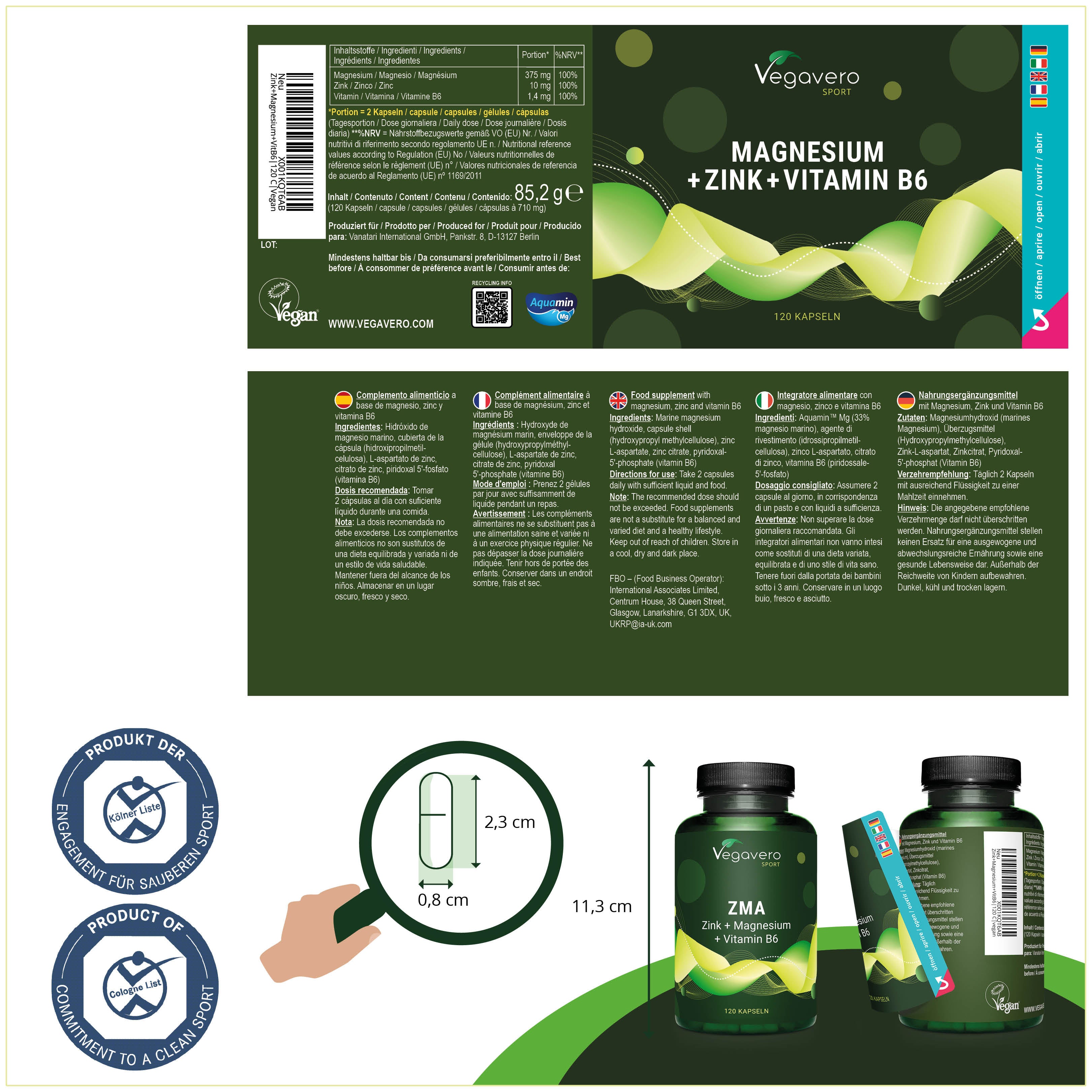 ZMA Capsules: Zinc + Magnesium + Vitamin B6