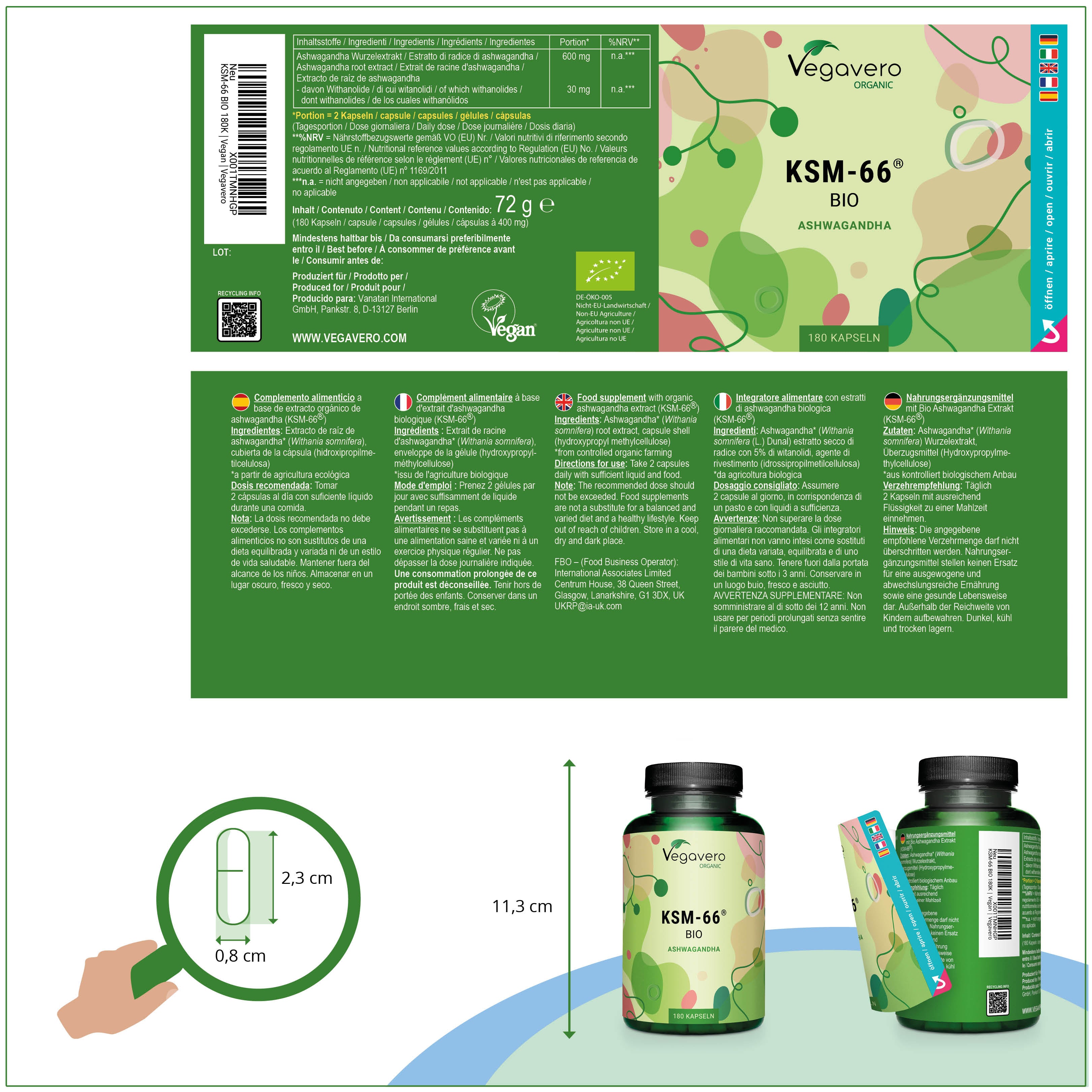 Ashwagandha KSM-66 Extrakt Kapseln Bio
