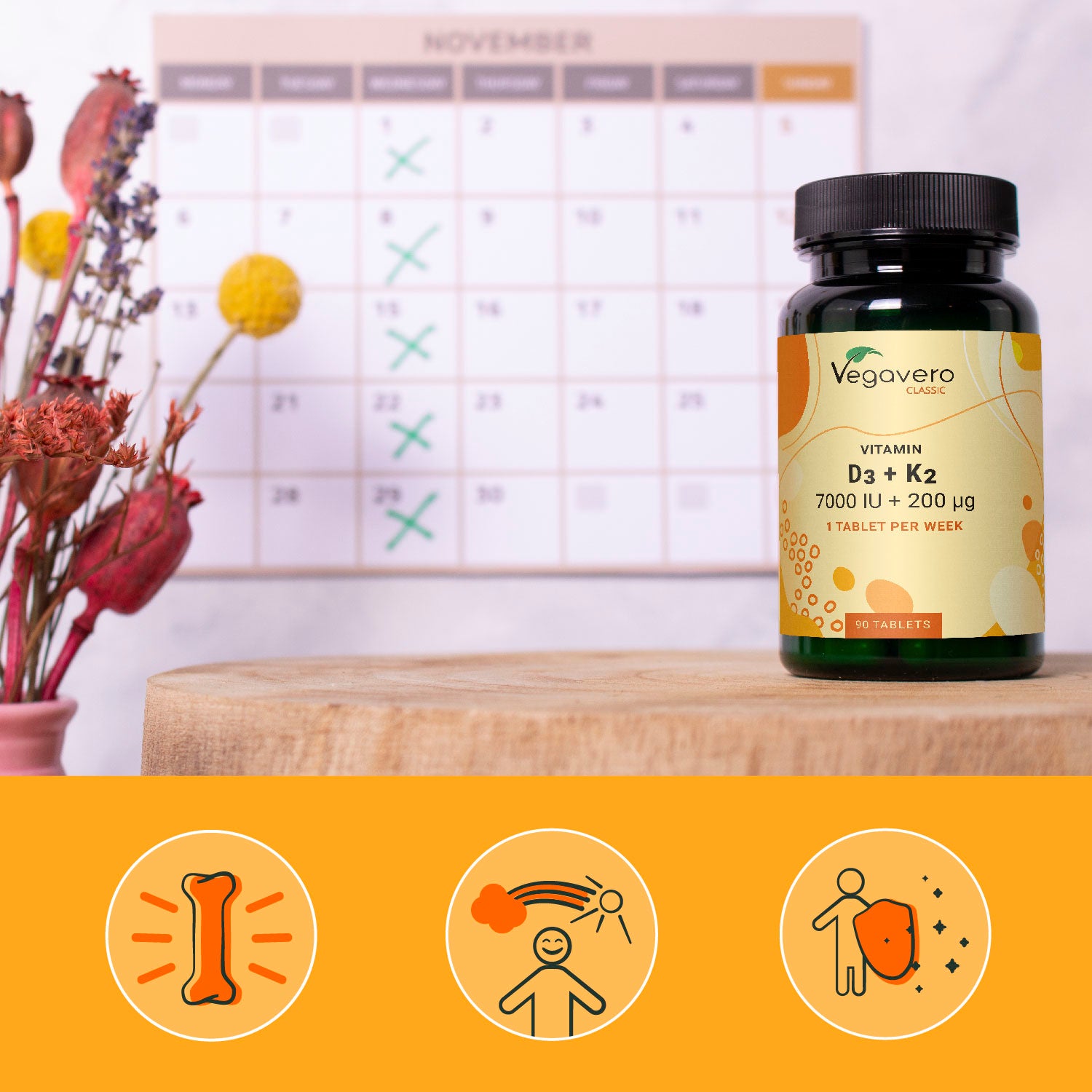 Vitamin D3 + K2 Depot Tablets