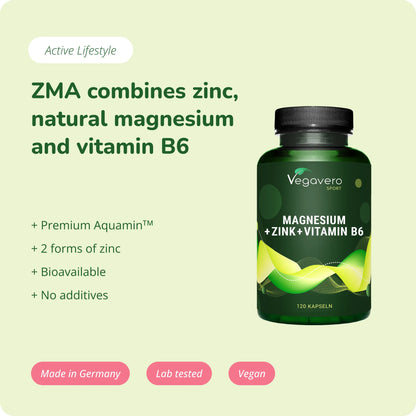 ZMA Capsules: Zinc + Magnesium + Vitamin B6