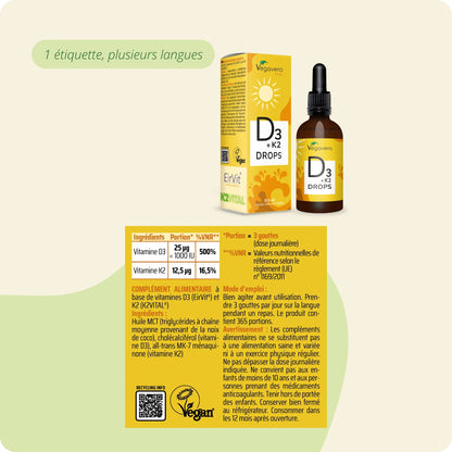 Vitamine D3 + K2 en Gouttes