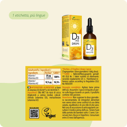 Vitamina D3 + K2 in Gocce