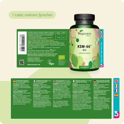 Ashwagandha KSM-66 Extrakt Kapseln Bio