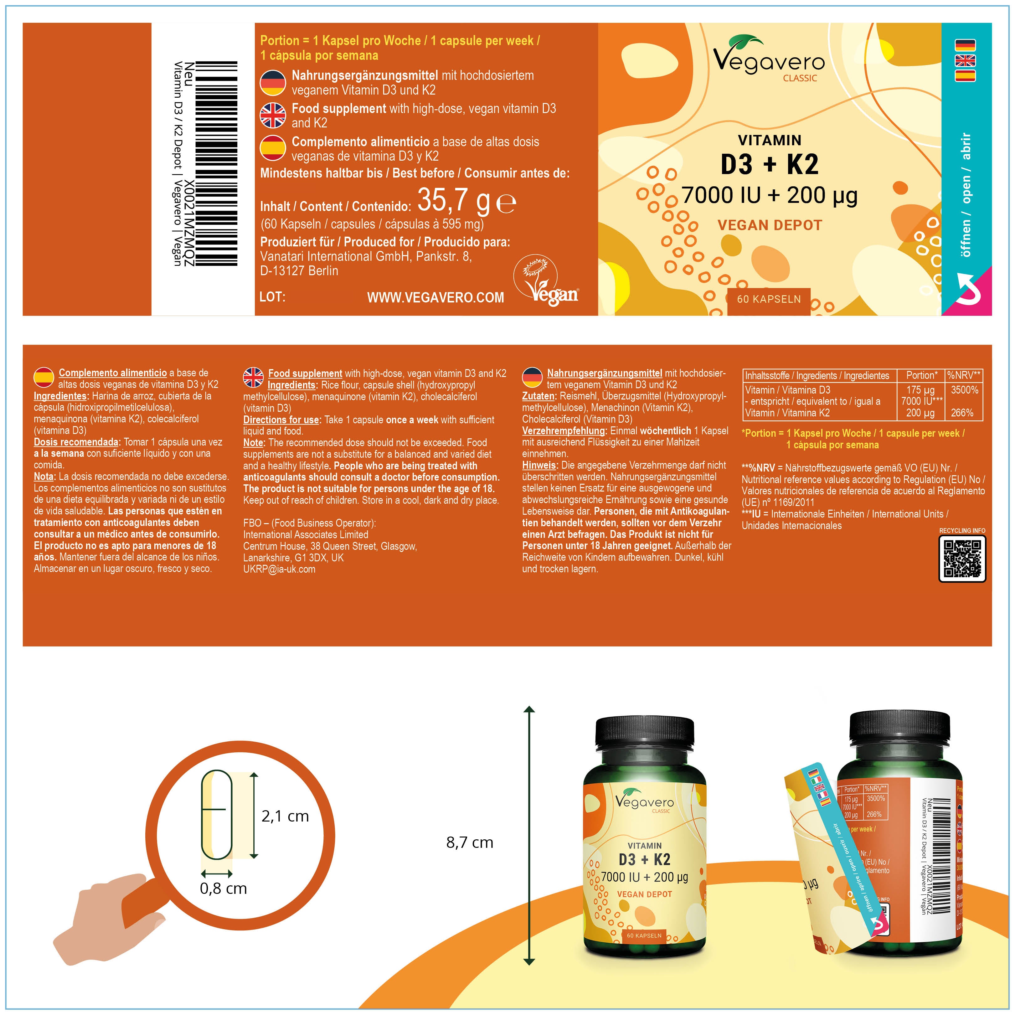 Vitamin D3 + K2 Depot Capsules