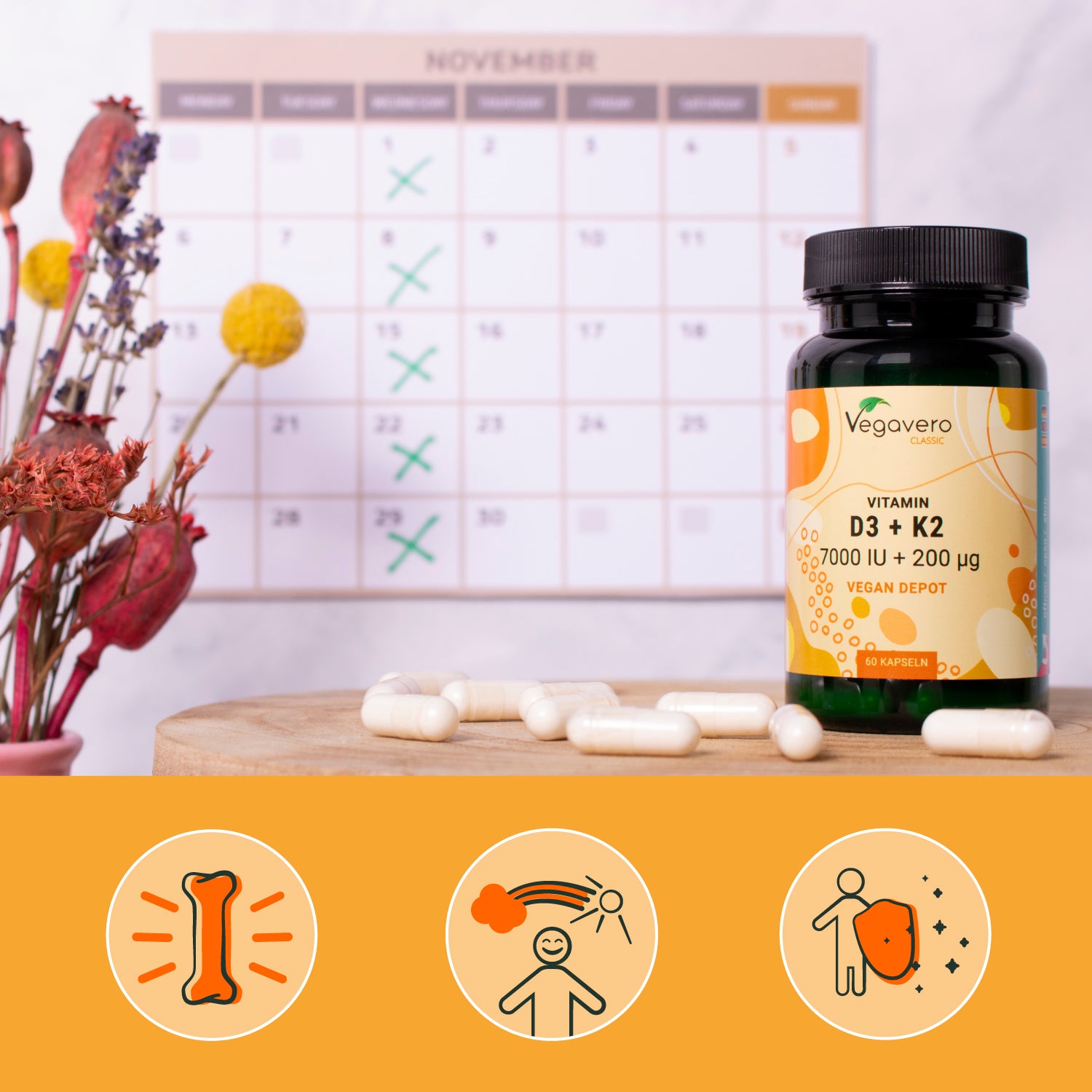 Vitamin D3 + K2 Depot Capsules